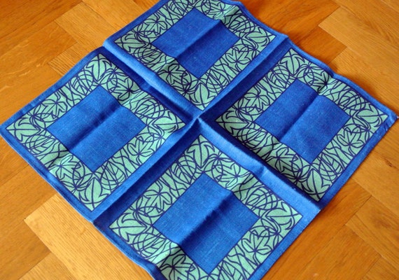 Vintage 1970s Swedish Linen Tablecloth: Turquoise Blue