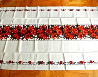 Swedish vintage cloth・* ② 120×130 Vintage Swedish Cotton Tablecloth: 1970s Floral Design, XL - Etsy