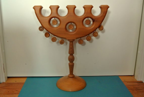 Vintage Handmade Spruce Wood Candleholder: Signed Swedish Candelabra