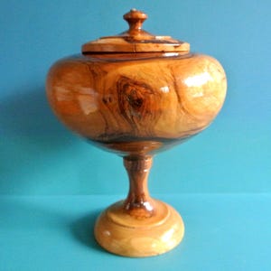 Rare 1950s Swedish Handmade Wood Bowl with Lid image 1