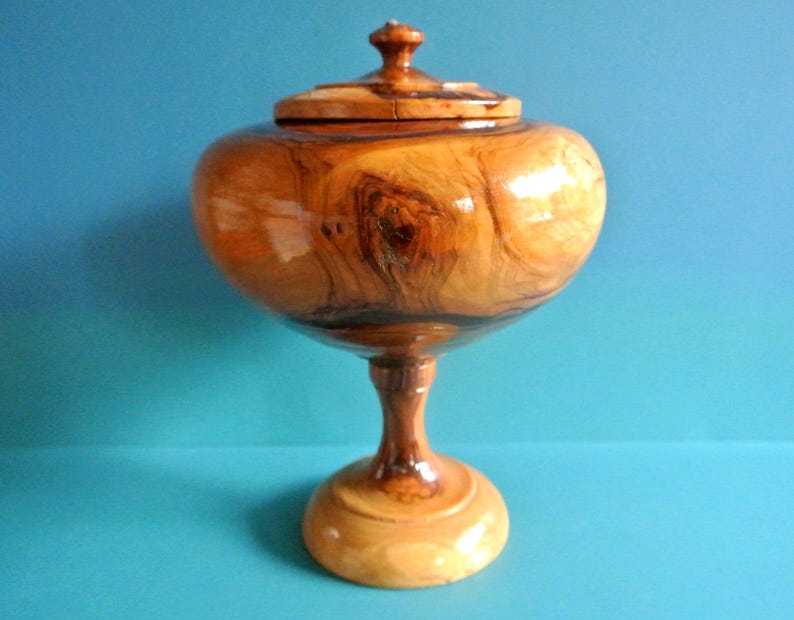 Rare 1950s Swedish Handmade Wood Bowl with Lid image 1