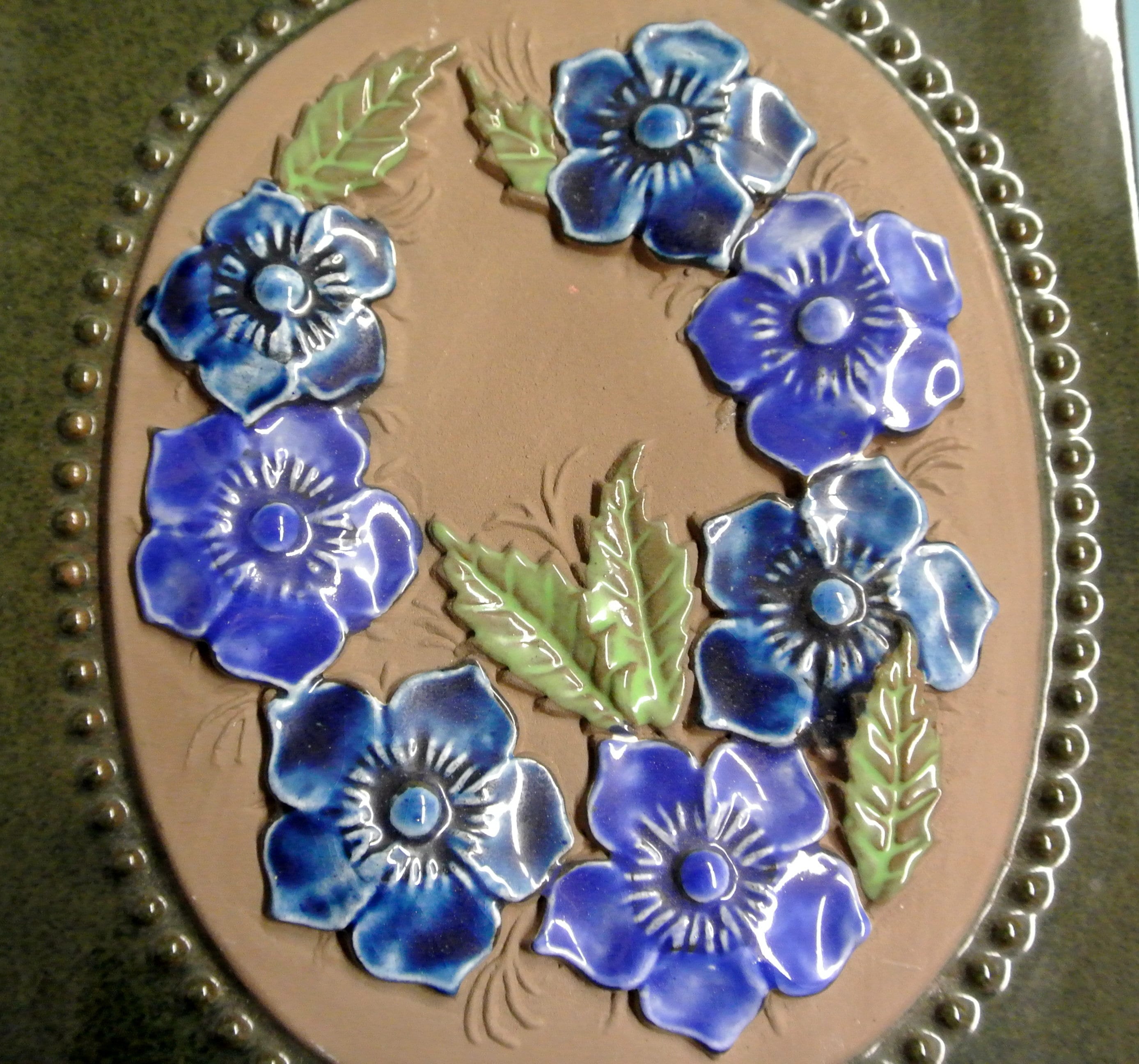 Vintage 1960s Swedish Ceramic Wall Plaque: Jie Gantofta Blue
