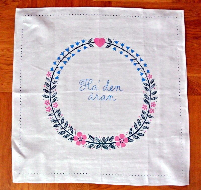 Vintage Swedish Linen Tablecloth: 1970s Floral Design, Unused - Etsy