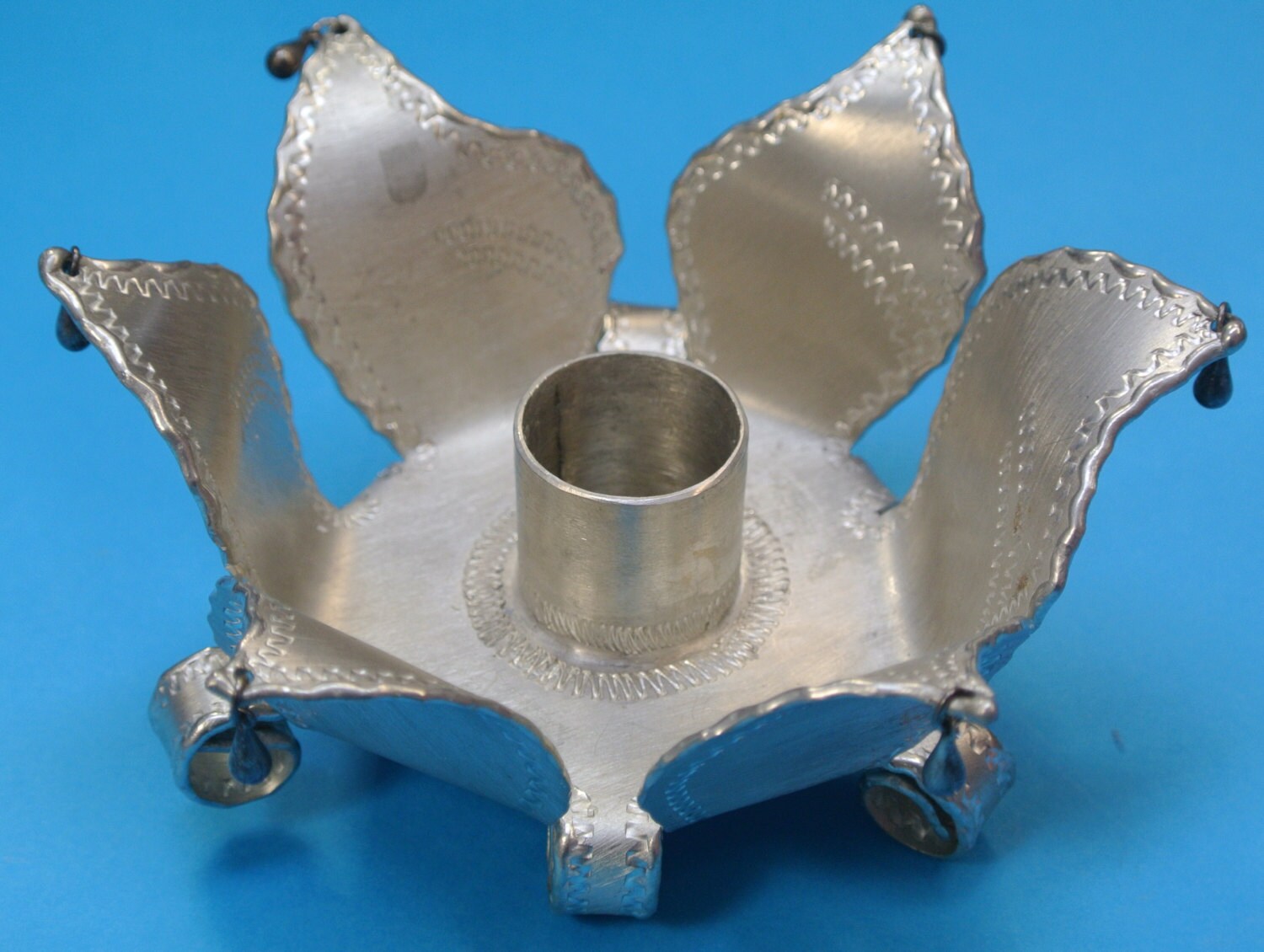 Vintage 1990s SWEDISH HANDMADE pewter candle-holder marked TENNSMIDE handarbete