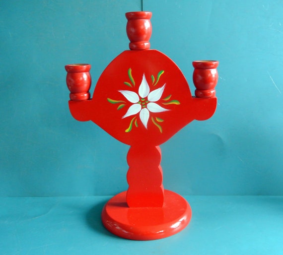 ヴィンテージスウェーデン製クリスマスキャンドルホルダー：手作りの