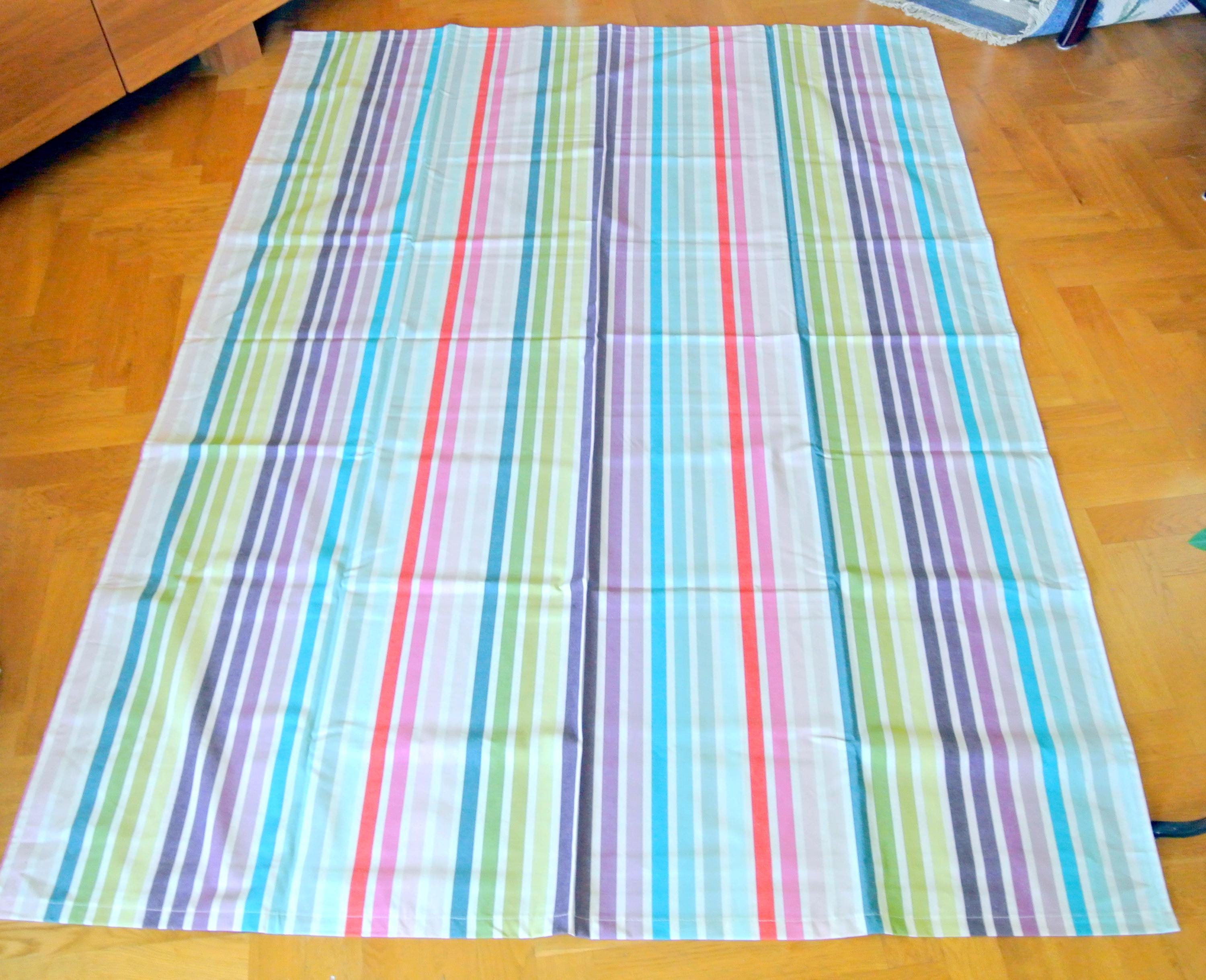 Vintage Swedish Cotton Tablecloth: X-large Multicolor Stripe