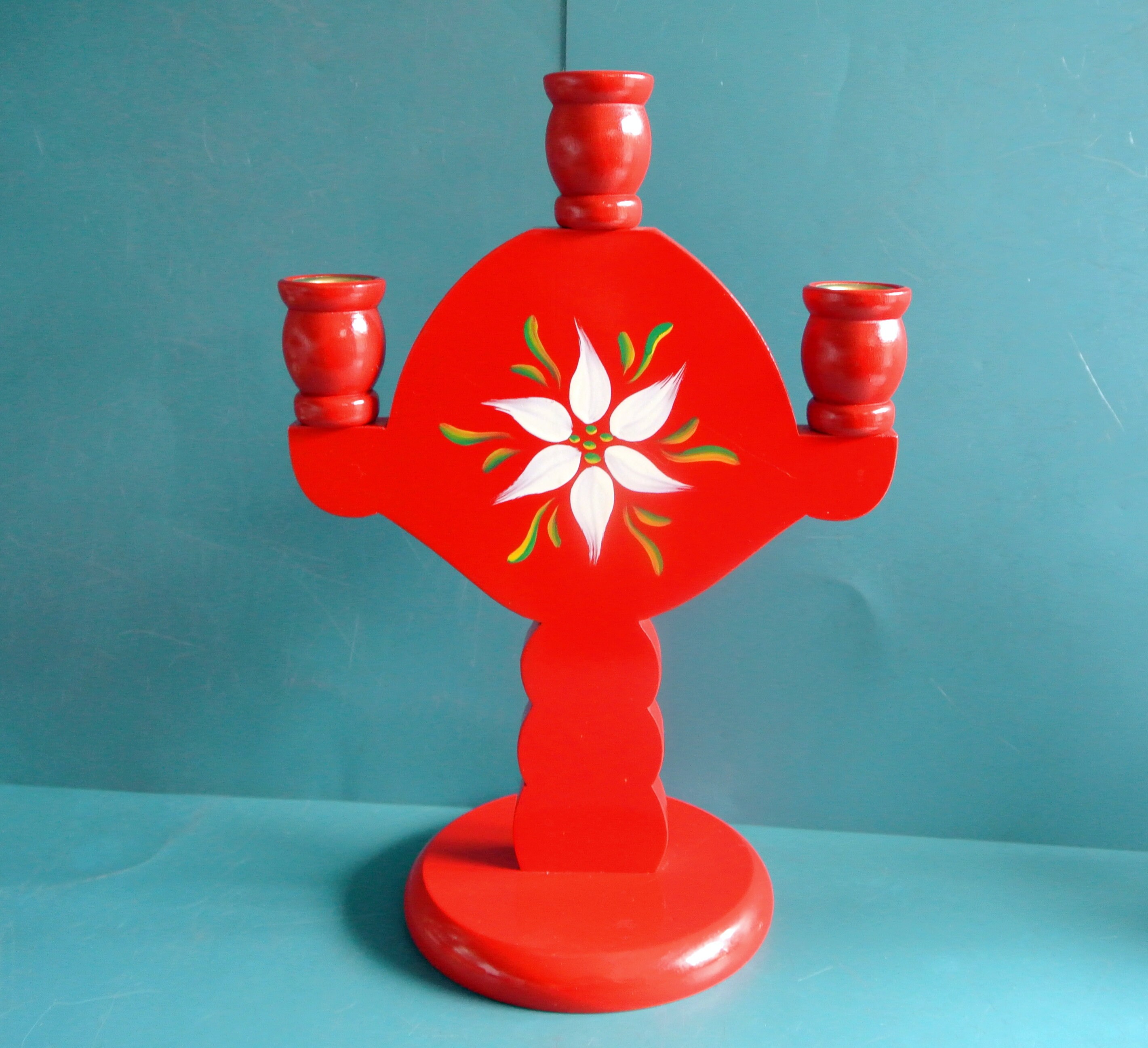 ヴィンテージスウェーデン製クリスマスキャンドルホルダー：手作りの