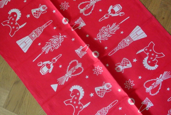 1940年代のヴィンテージスウェーデン製クリスマステーブルランナー