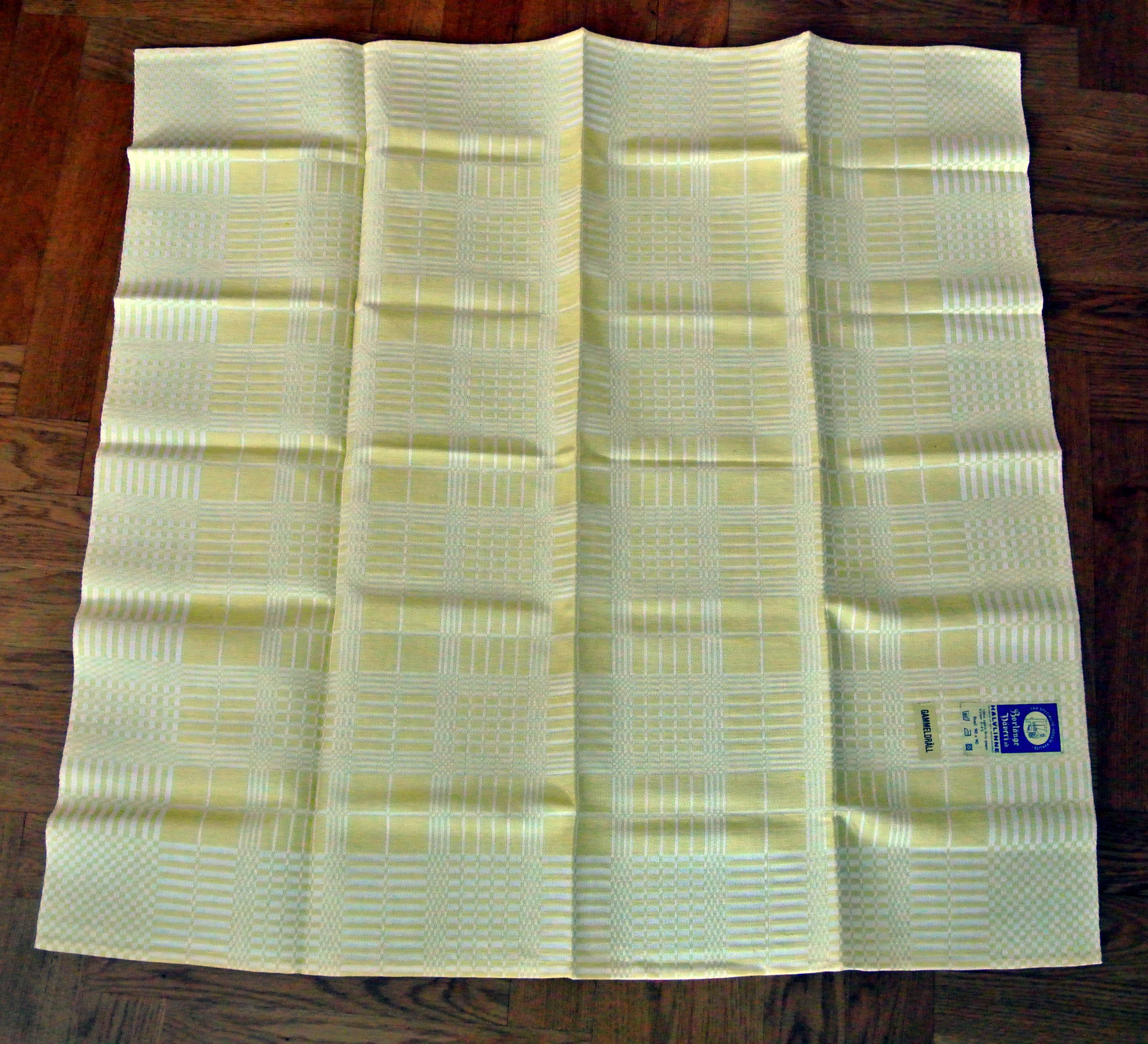 From Sweden＊Vintage linen Cloth・* Vintage Linen Cotton Tablecloth: Floral Stripes, Swedish