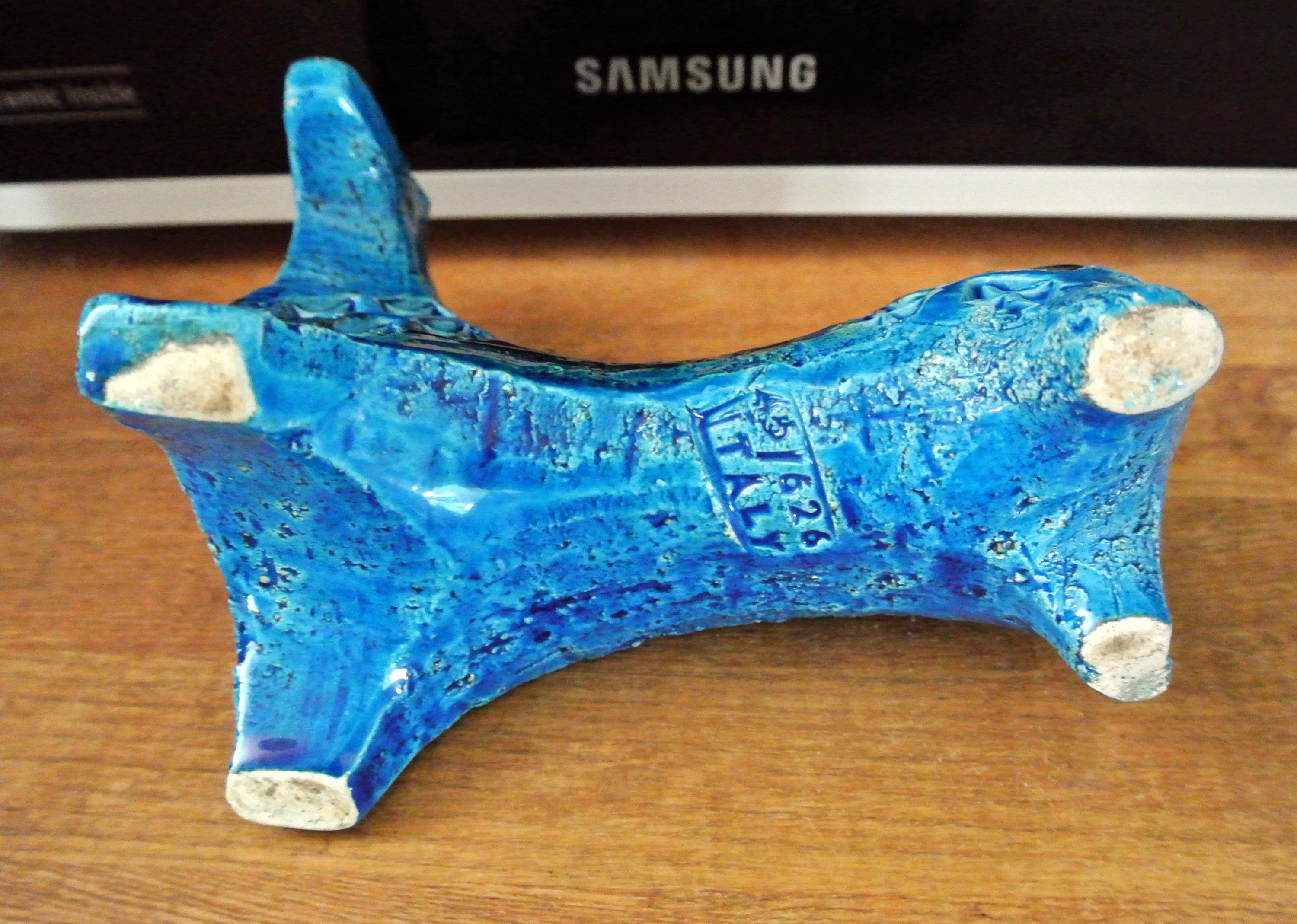 Vintage Bitossi Rimini Blue Ceramic Horse Figurine - Aldo Londi