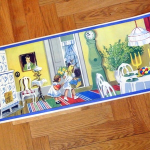 Swedish vintage 1940s traditional multicolor Easter motive PAPER wall-hanging