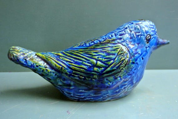 ビトッシ bitossi rimini blue リミニブルー　フクロウ Vintage 1960s Rimini Blue Bitossi Ceramic Bird Figurine - Etsy