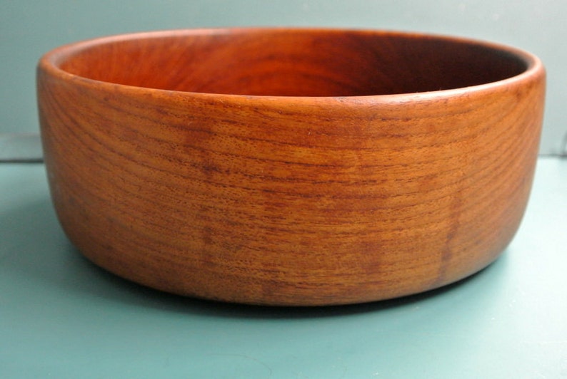 Larger vintage 1960s TEAK wood salat bowl image 2