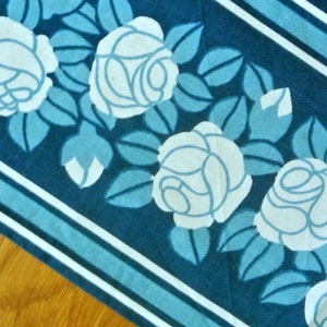 Vintage 1980s Swedish Cotton Table Runner: Rose Floral Print