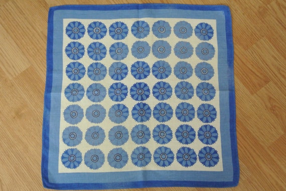 Vintage 1950s Swedish Linen Tablecloth: Blue Floral Print - Etsy