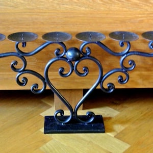 Vintage Black Iron Candelabra: Swedish Modern Candle Holder for 6 Candles