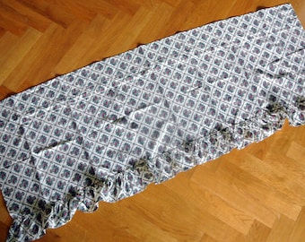 Cantonnière de Noël suédoise vintage : rideau en coton imprimé panier des années 1980