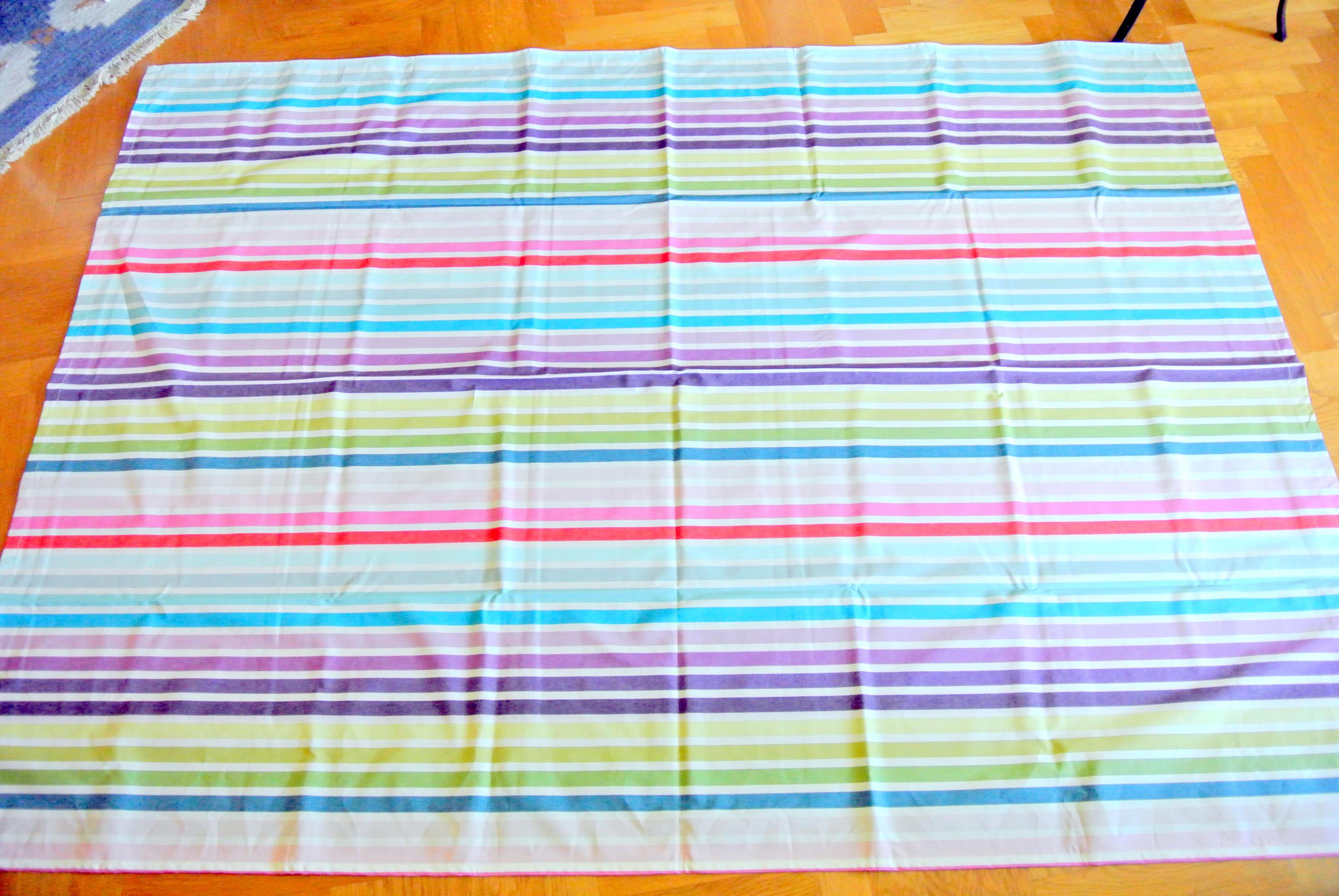 Vintage Swedish Cotton Tablecloth: X-large Multicolor Stripe