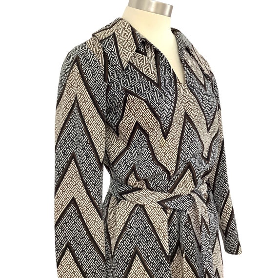 70s chevron print dress long sleeve mod retro vin… - image 4