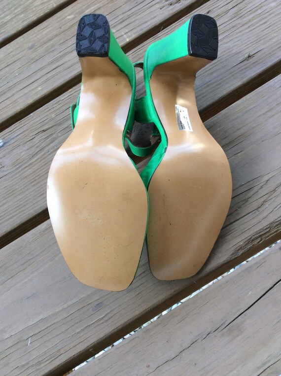 Vintage new old stock green leather sandals size … - image 7