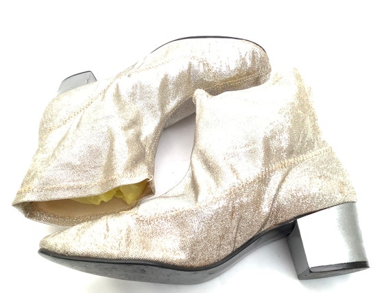 Size 7 Silver Ankle Boots Vintage Mod 60s Silver Retro Funky Size