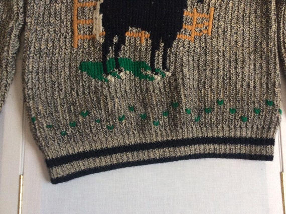 Mid Century vintage cowboy horse knitted sweater … - image 8
