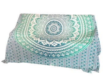 Vintage Fabric Blue Mandala Geometric Boho Meditation Decor