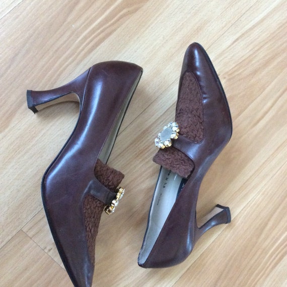 Vintage Bally pilgrim style heels shoes pumps siz… - image 5