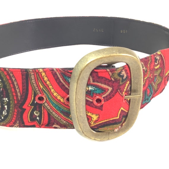 Vintage paisley jewel tone fabric belt 1960 1950 … - image 1