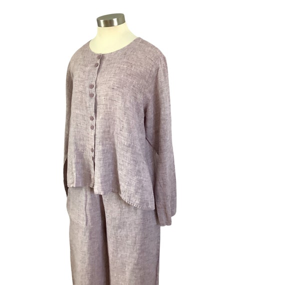 Flax Linen two piece set pants jacket top tunic e… - image 5