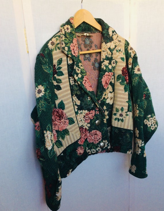 Vintage 80s floral western jacket bold colors retr