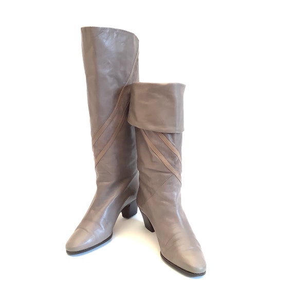 Vintage Brunella Italian grey leather 80s boots s… - image 3