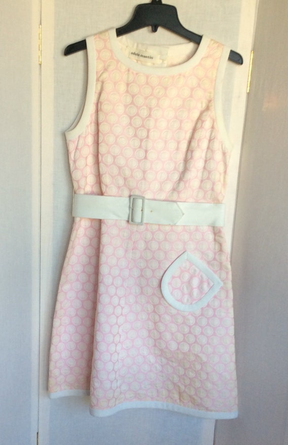 Small Adele Martin 60/'s Mod Dress Vintage 1960/'s Belted Shirt Dress S