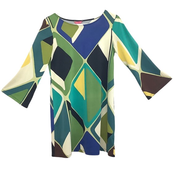 Vintage color block frock dress funky multi color… - image 1