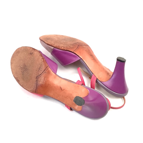 Color Block Vintage Heels Shoes Sandals Pumps Size 7 Retro Jack