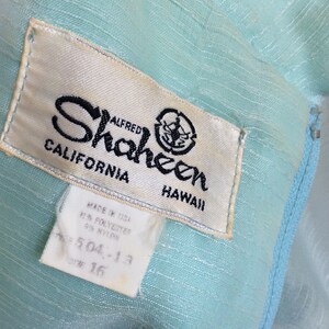 Teal Blue Alfred Shaheen California vintage dress blue hippie 60s size medium image 7