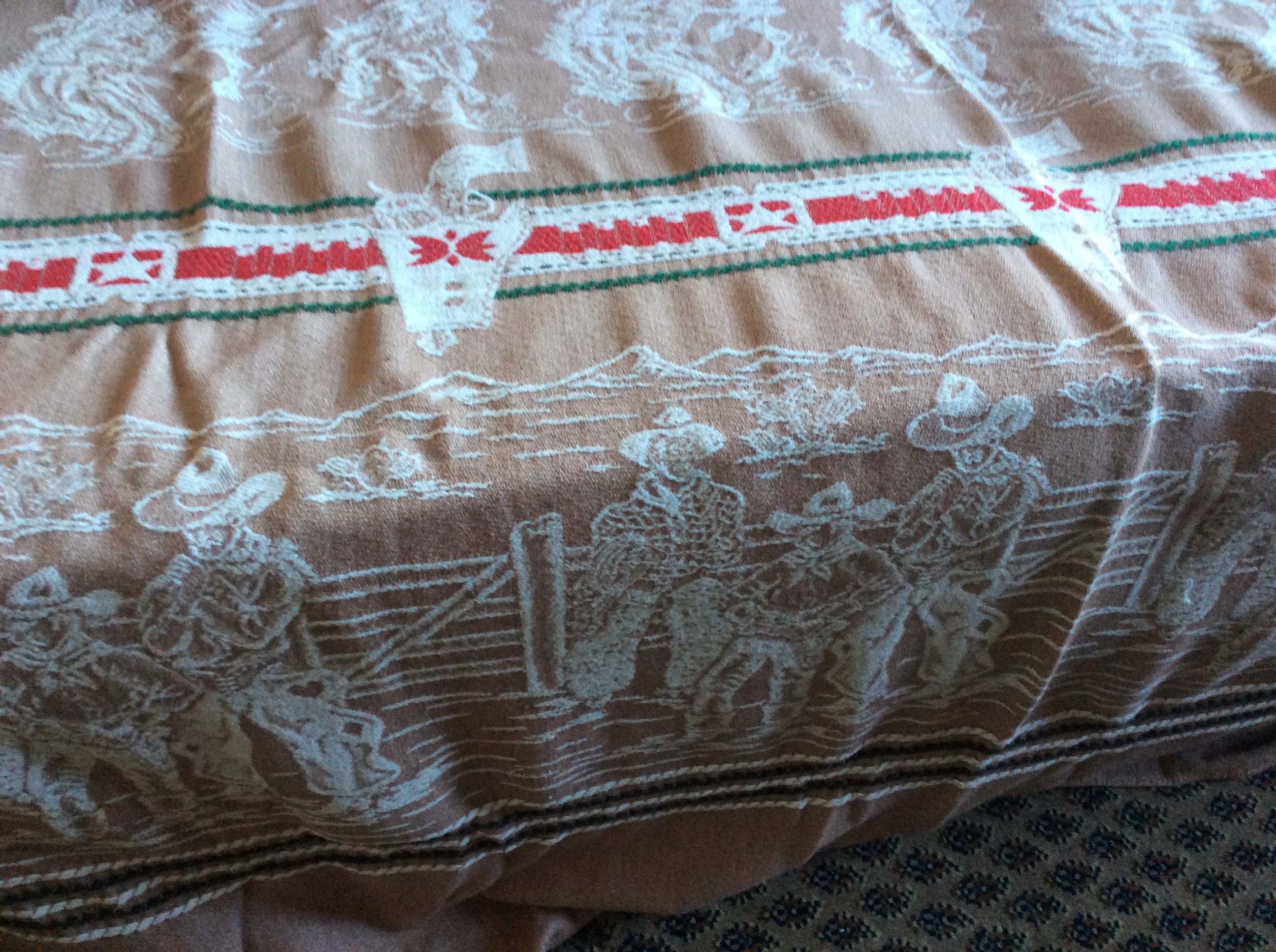 Western Bedding Vintage 1950s 50s Twin Size Bedspread Cowboys Etsy