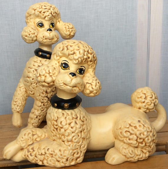 Mid Century Decoration Dog Dogs Poodle Vintage 50s MCM Statues