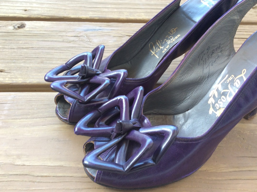 Ultra Rare Palizzio Heels Shoes Pumps 1940s 50s Purple Leather - Etsy