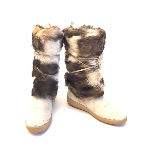 Eskimo boots Retro fur boots snow winter funky ha… - image 9