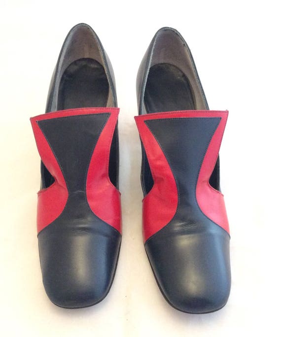 1960s mod pilgrim heels granny funky shoes size 7.