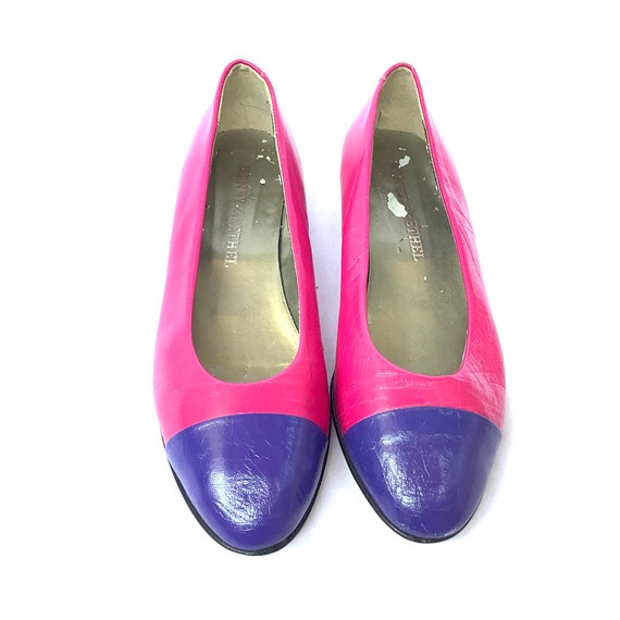 Purple pink flat mod vintage shoes size 9 80s 90s… - image 1