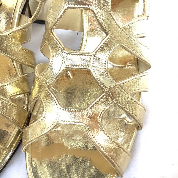 Gold Strappy Heels Vintage retro gold 50s 60s san… - image 5