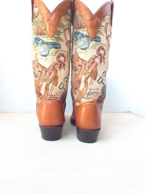 Vintage 70s 80s western tapestry cowboy boots Dan