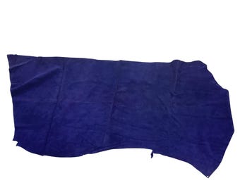Navy Blue Suede Leather Piece New Old Stock
