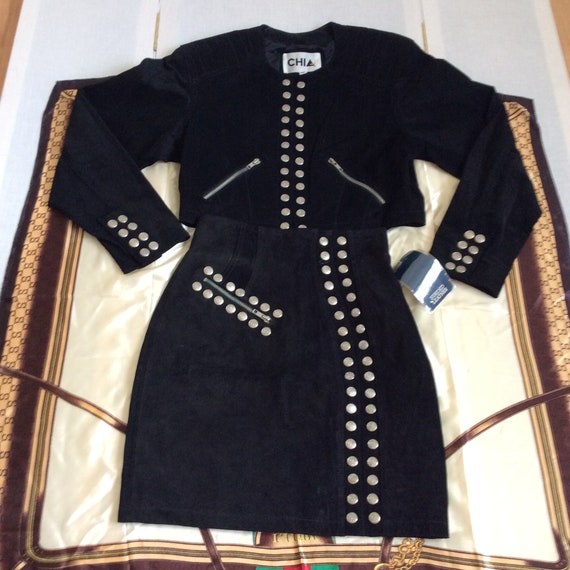 Two piece skirt and jacket mariachi style studded… - image 3