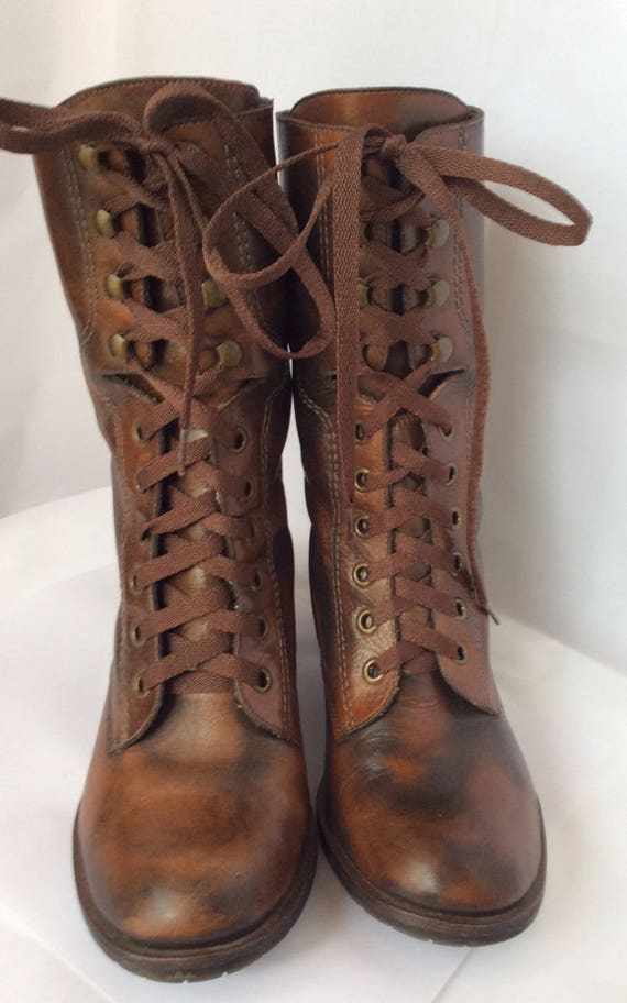 Vintage Lace up leather boots size 7 steampunk distressed | Etsy