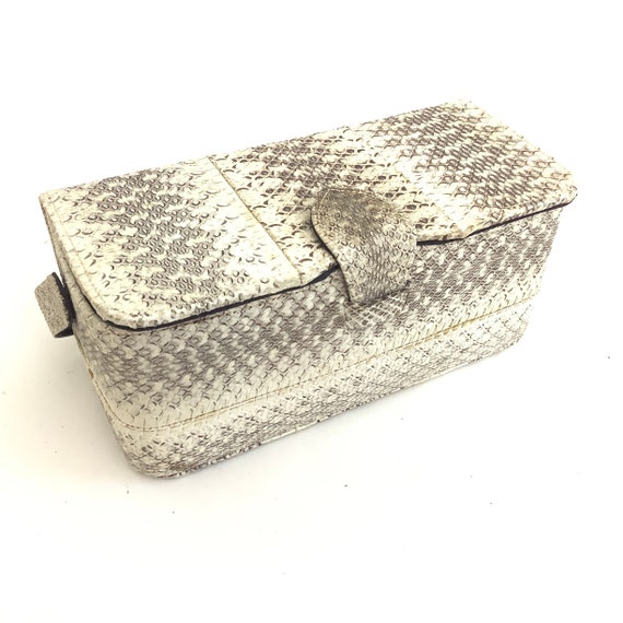 1940 1950 snake reptile  skin box purse hand bag … - image 5