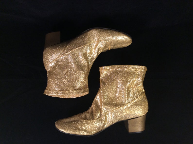 Go go boots size 6.5 gold ankle booties 60s mod 1960 60s 1960s | Etsy