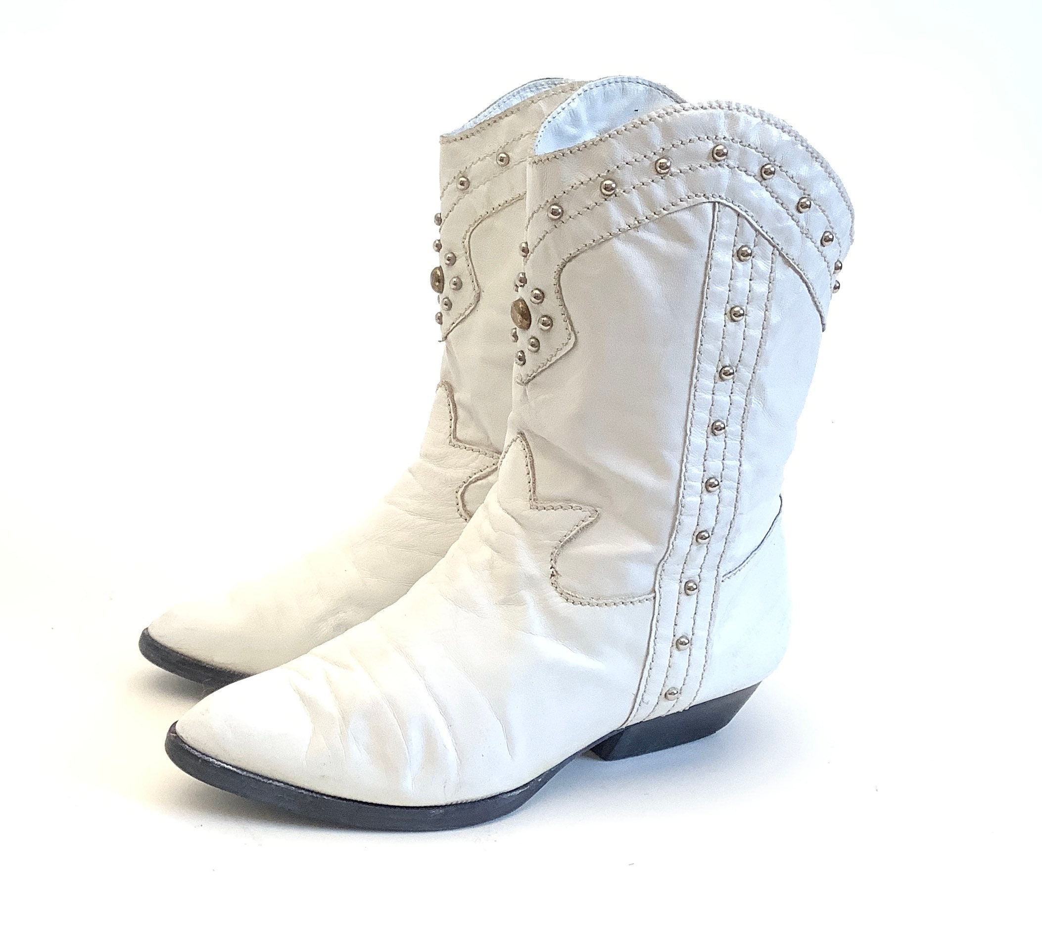 True Vintage Ankle Boots Studs Studded Cowboy Western